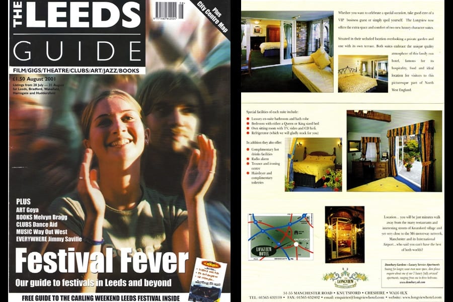 Leeds Guide Magazine front cover and Longview Hotel Brochure - photography by 123 Photography